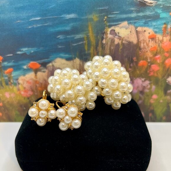 Cluster Pearl Earring Set (2) - Picture 1 of 6